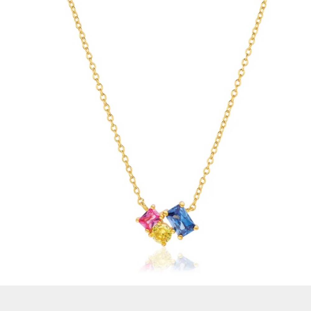 New Sif Jakobs Jewelry Ivrea Three 18K Gold Plated Necklace w. Mixed Colors